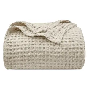 Dwellhome Ultra-Soft Waffle Blanket, Washable Lightweight Breathable Knitted Throw, Bedding for Sofa Home Car Decor, Spring Summer New Arrival, Soft Comfy Blanket, Machine Washable Blanket