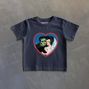 [Sale Up To 40%] Retro Frankenstein Monster Graphic Baby Tee, Vintage Dark Fantasy Tshirt, 90s Style Baby Tee, Halloween Toddler Shirt