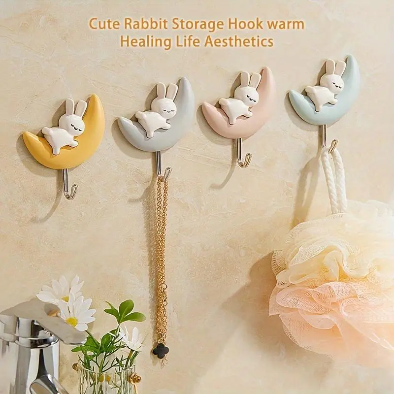 Adorable Cute Rabbit Creative New Hook, Bohemian Dopamine Color Clothes Hook, Clothes and Hat Hook, Bedroom Porch Bathroom Decoration