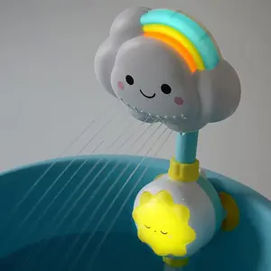 Cloud Sun Design Electric/Manual Water Spray Shower with Light, Shower Sprinkler Toy with Light, Sensory Water Toy Bathroom Shower Toy Cloud Bath Toy Baby Toys