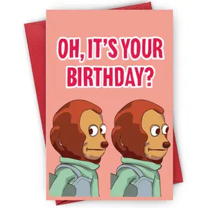 Monkey Pattern Greeting Card, 1/3/5 Counts Funny Birthday Greeting Card with Envelope, Birthday Gift for Friend & Family