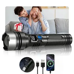 [Fathersday]Lighting LED Flashlights High Lumens(PowerBank)Rechargeable Small Flashlight, Small Flashlight, Waterproof, Adjustable Focus Flash  Light for Outdoor, Emergency,  Tactical & Camping Accessories  Fathersdaygift