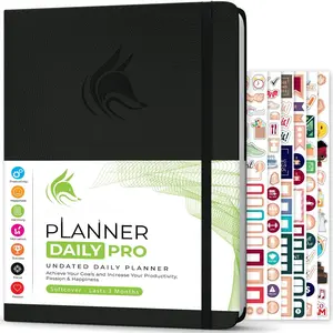 Planner Daily PRO - 8.5 x 11" A4 Size Daily Life Planner and Gratitude Journal to Increase Productivity, Time Management and Hit Your Goals - Undated - Lasts 3 Months (Black)