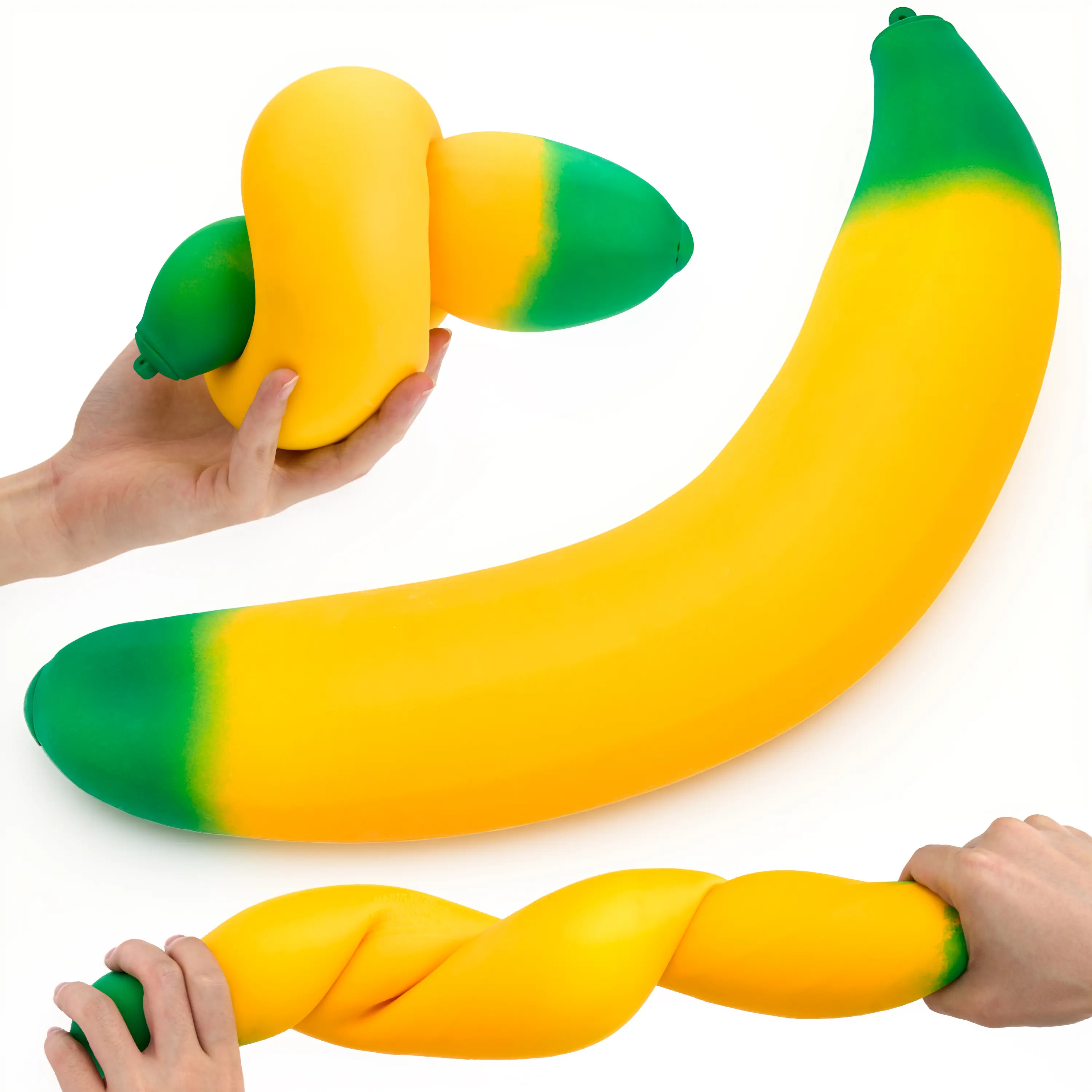 JOYIN Jumbo Banana Stress Relief Toy, Squeeze Banana Stress Balls, Slow Rising Squishy Fidget Sensory Toy, Soft Squeeze Decompression Dough Gift for Adults and Girls Boys