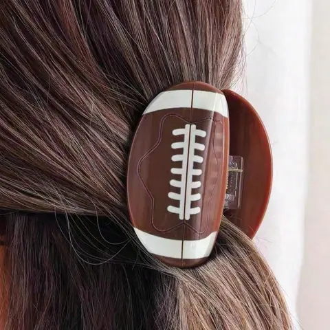 Women's Football Hair Claw Clip, Sports-Themed Hair Accessory, Non-Slip Design for Soccer Fans, Perfect for Game Day & Daily Use, Claw Hair Clips