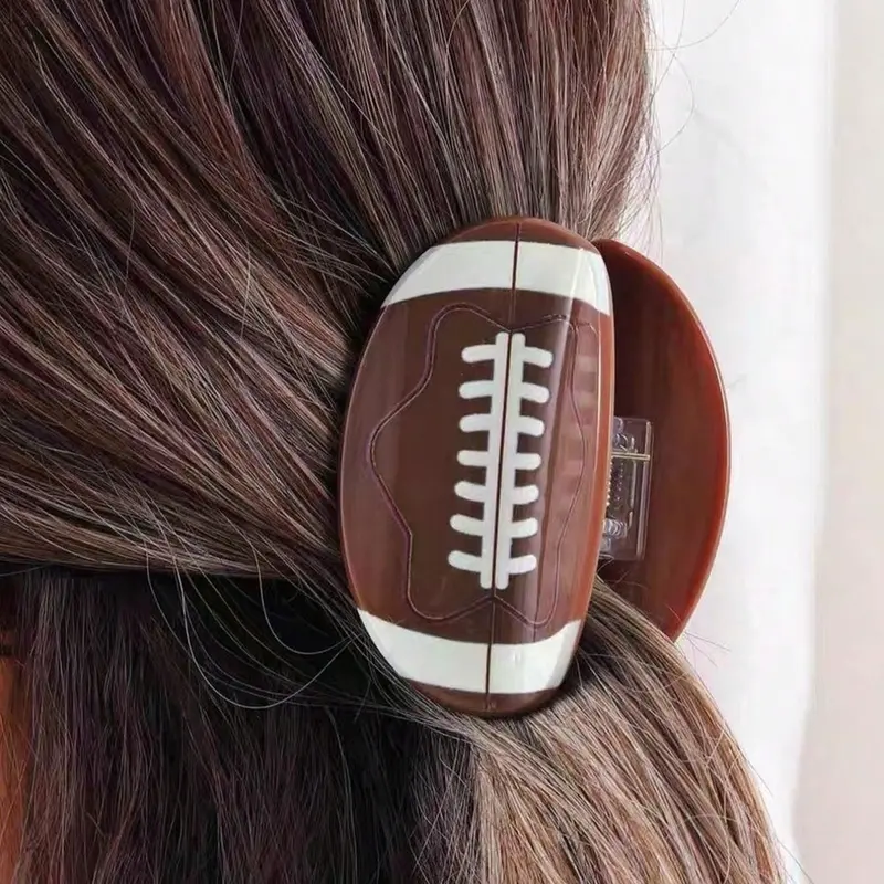 Women's Football Hair Claw Clip, Sports-Themed Hair Accessory, Non-Slip Design for Soccer Fans, Perfect for Game Day & Daily Use, Claw Hair Clips