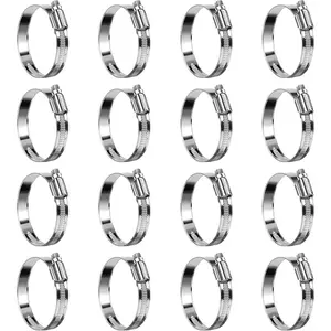 Non-Stripping Worm Gear Hose Clamps Size#36, 2 to 2-3/4 inch Adjustable Stainless Steel Hose Clamps for Automotive,Radiator,Rolled Band Edge Protection,16Pack