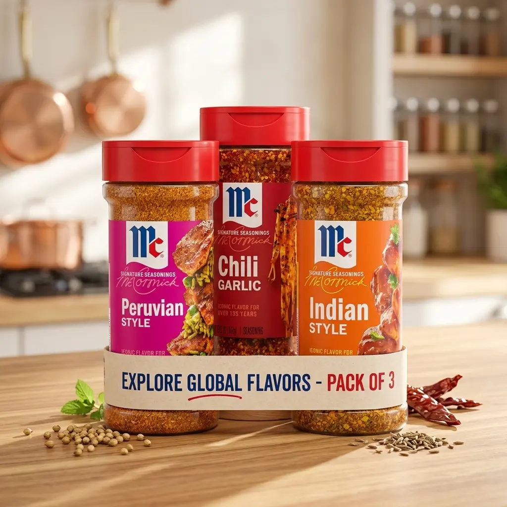 McCormick SIGNATURE Seasoning Blends Variety Pack - 3Chili Garlic Seasoning, Indian Style Seasoning, Peruvian Style Seasoning