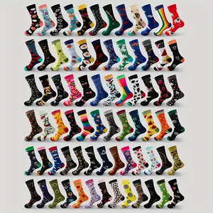[10pcs Soft Mid-Calf Socks] 10pcs Men's Mid-Calf Socks - Soft, Comfortable & Versatile with Trendy Basketball & Butterfly Designs, Perfect for Casual Attire, Round Neck, Random Style Menswear Tights Multicolor Tropical Print
