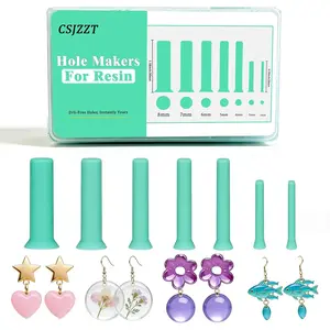 35 PCS Hole Maker for Resin Molds, 7 Sizes (2/3/4/5/6/7/8mm) Drill-Free Hole Tools for Epoxy & UV Resin, Silicone Mold Inserts for Jewelry Making Keychains Pet Tags DIY Craft Pendants