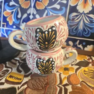 Pink Butterfly talavera Mug Set of 2