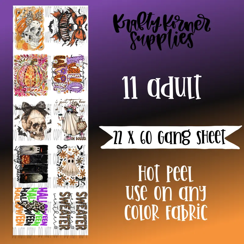 Falling Into Fall 3.0 DTF Transfers Gang Sheet, 22x60 in Hot Peel Sheet, DIY Crafts Supplies for Art, Office Stationery & Notebooks Transfer Printing