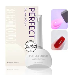 15ML No Wipe Top Coat Gel Nail Polish, High Gloss Mirror Shine, Long Lasting Clear Top Coat for Acrylic & Gel Nails, Professional UV/LED Gel