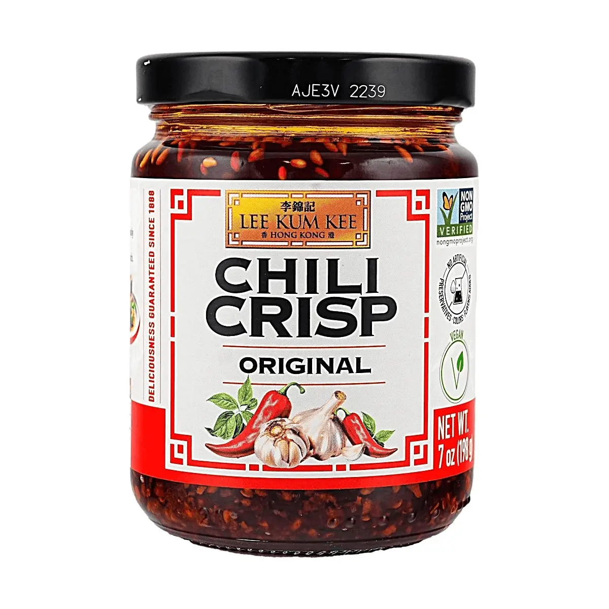 Lee Kum Kee Chili Garlic Crisp Original Flavor - 198g, Vegan, Slow-Fried for Crispy Texture