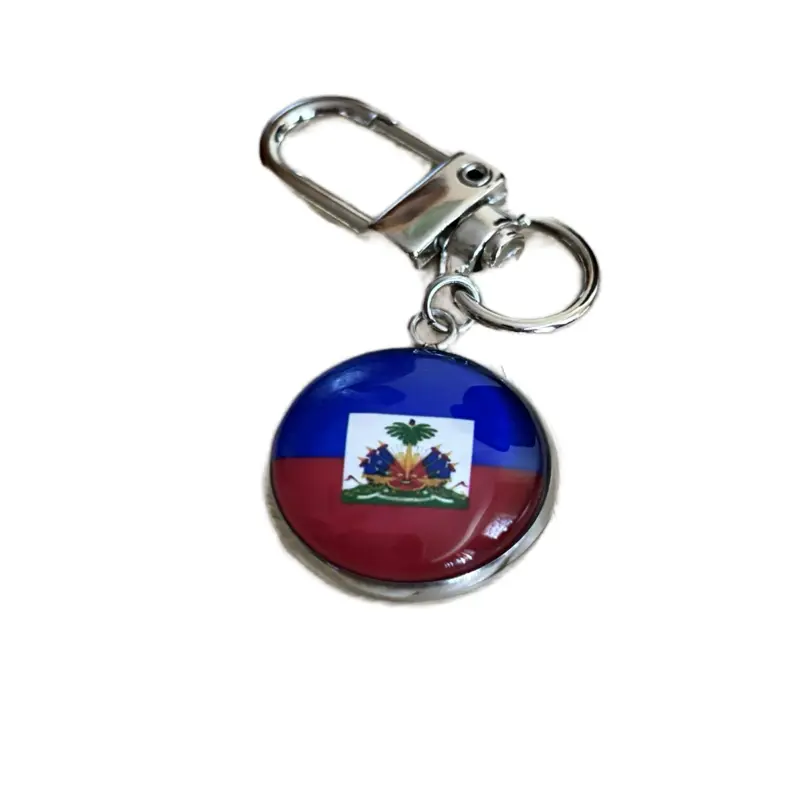 Haiti Flag Keychain - Patriotic Stainless Steel Keychain Pendant, Flag Charm Accessory for National Pride & Organized Storage, Flag Charm Keychains