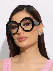 Simple Anti-blue Light Eyeglasses for Everyday Use, Basic Round Frame Fashion Eyeglasses for Women & Men, Fashion Eyeglasses for Daily Clothing Decor, Classic Fashion Glasses, Trendy Casual Eyeglasses, Lightweight Eyewear