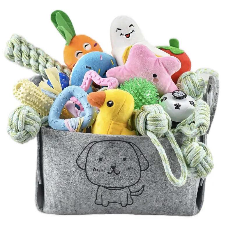 24 Pack Puppy Chew Toys, Dog Teething Toys with Storage Bin, Dog Rope Toys and Squeaky Toys for Boredom, Interactive Dog Toys for Small & Medium Breeds Training Plush dog toys