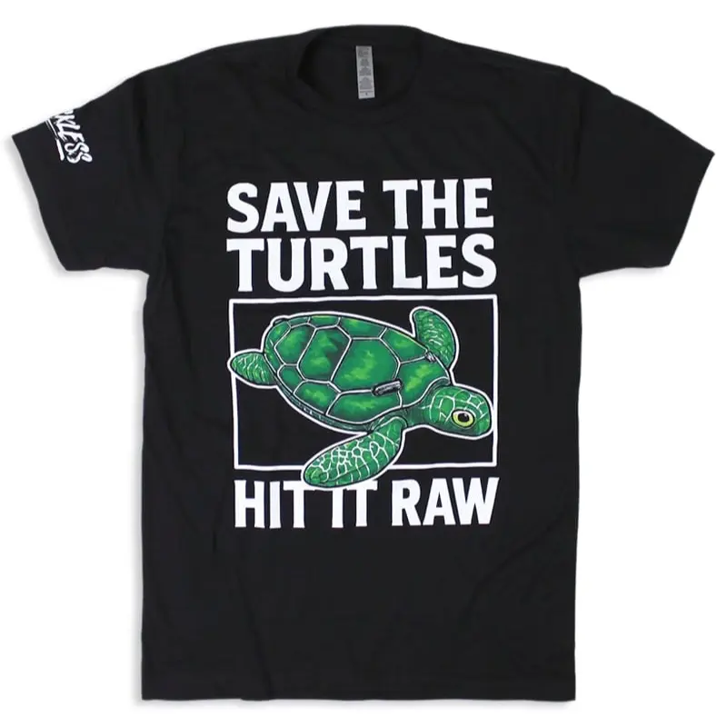 Luckless Outfitters Men's Cotton Short-Sleeve Round Neck Save The Turtles Print T-Shirt, Ideal for Matching Menswear Ensembles