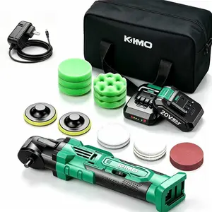 KIMO 20V Cordless Buffer Polisher Kit - 24Pcs w/Microfiber & Wave Foam Pads, Sandpapers | 6-Speed (3634 RPM) Portable Power Tool | Includes 2x2000mAh Lithium Batteries for Car Detailing, Waxing, Scratch Removal