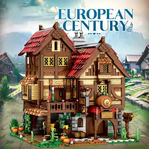 2831PCS Medieval Tavern Building Blocks European Street View Architecture Building Blocks Set Assembled Toys Puzzle Toys Festival Gifts Creative Building Blocks Decorative Ornaments Preferred Gifts for Friends and Lovers