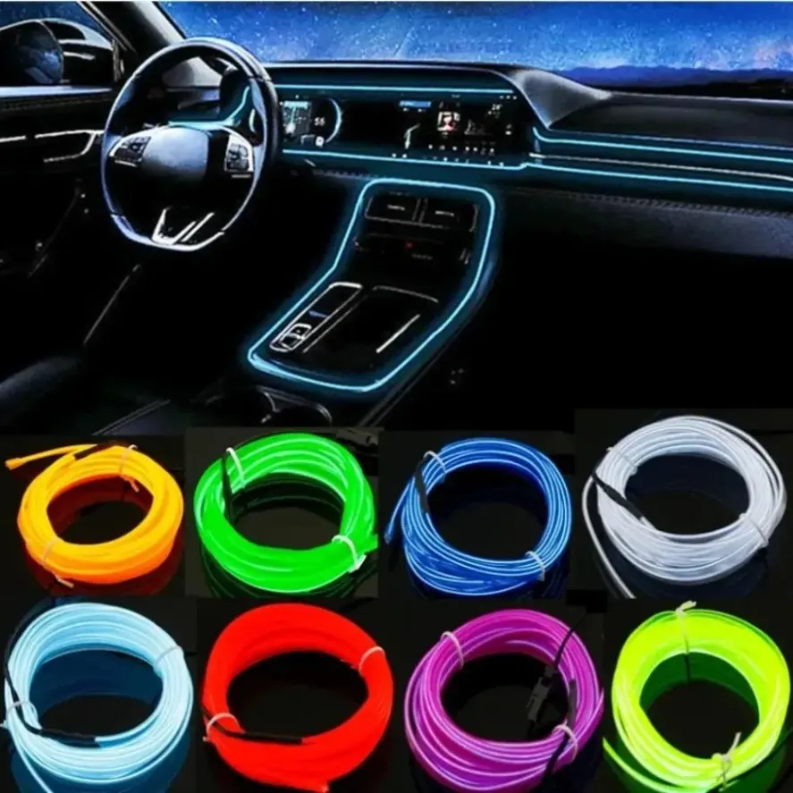 1M/2M/3M/4M/5M Multicolor LED Atmosphere Car Interior Flexible Neon LED Decorative Light EL Wiring Neon Strip For Auto DIY Party