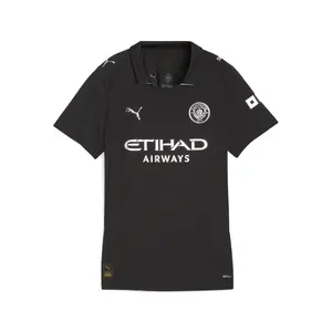 PUMA Womens Manchester City Logo Collared Short Sleeve Jersey Casual - Black
