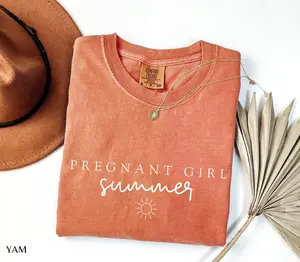 Pregnant Girl Summer Shirt, Beach Pregnancy Reveal Tee, Cute Announcement Shirt, Gift for New Mom, Maternity Graphic Top