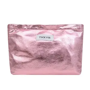 Sparkly Ins Makeup Bag | Large Capacity Glitter Clutch | Portable Cosmetic Pouch for Skincare, Brushes & Toiletries | Silver/Pink marker eyeliner sample products free clusters lash spikes length mascara Professional Set sun shaped blush shipping