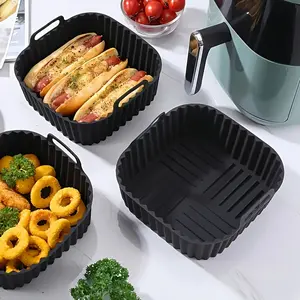 Silicone Air Fryer Baking Tray, 1 Count Reusable Durable Non-stick Air Fryer Liner,Fits 6 to 8 QT air fryer, Baking Tray for Home Kitchen, Kitchen Accessories
