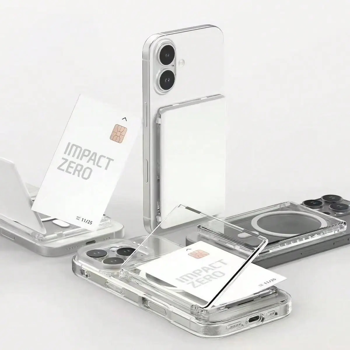 Open Card Holder, Transparent PC Magnetic Wallet for Transit & Bank Cards, Adhesive Magnetic Card Pocket Sticker Compatible with iPhone & Samsung Magnetic Phones