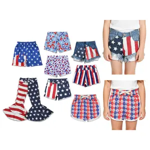 Summervibes 4th of July Girls' Classic Jean Shorts - Slim-Fitting, Stylish, Minimalist Festive Bottoms for 4-5 Years Old Trendsetters, Perfect to Pair with a Cute Tee for Pool Parties
