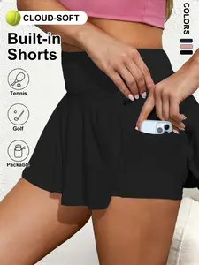 Women's A-Line Skirt Shorts Set, Loose-Fitting Casual Design, Hidden Pockets, Comfortable Fit, Perfect for Daily Wear, Tennis Skort, Golf Skorts, Golf Skirts