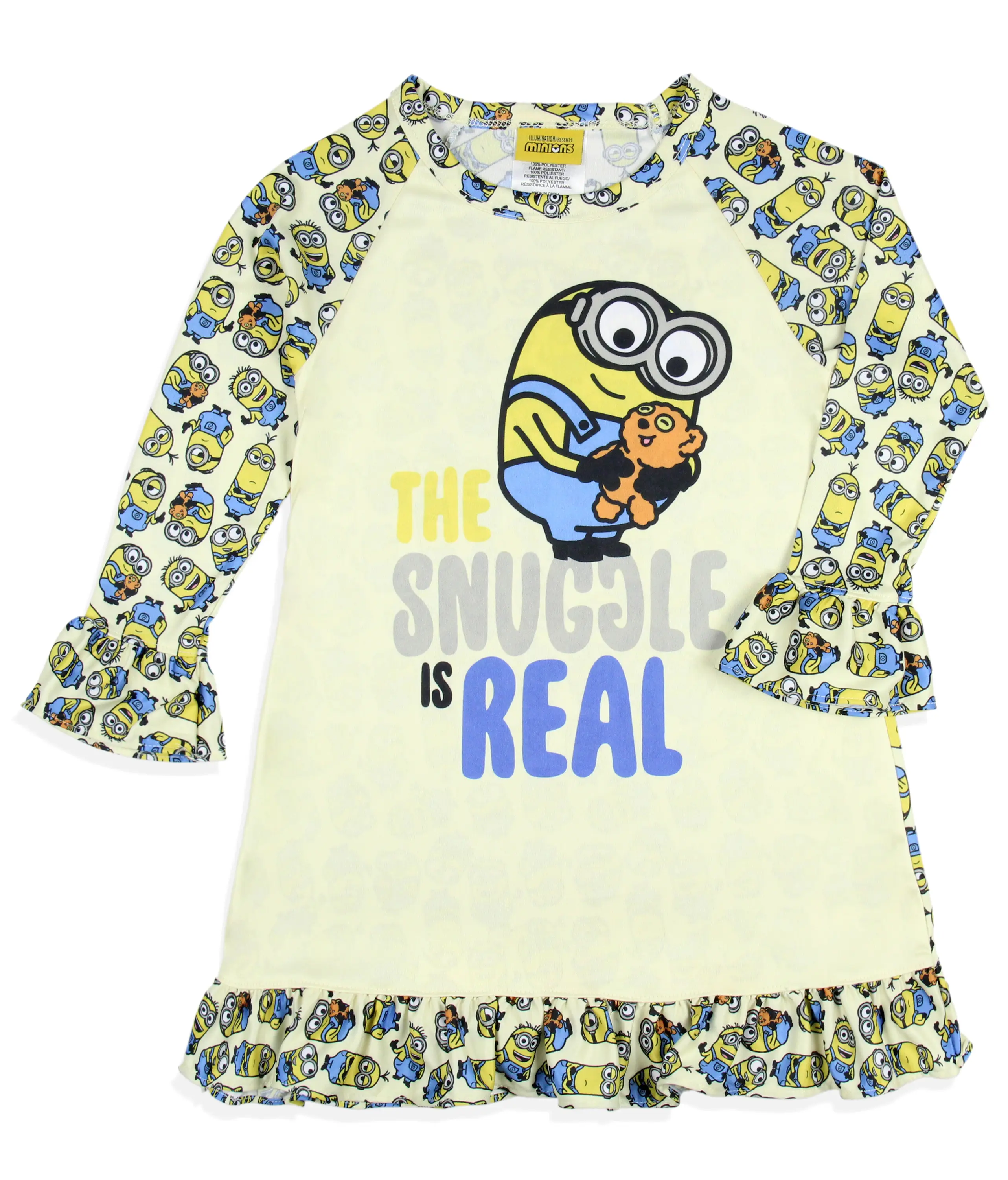 Despicable Me Toddler Girls' Chibi Minion Long-Sleeve Polyester Snuggle Sleepwear Night Gown