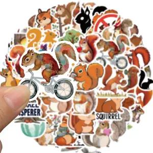 Cute Squirrel Pattern Sticker, 50pcs Cartoon Squirrels Vinyl Waterproof Decals, Aesthetic Animals Bumper Journal Helmet Stationery DIY Sticker, Sticker Packs