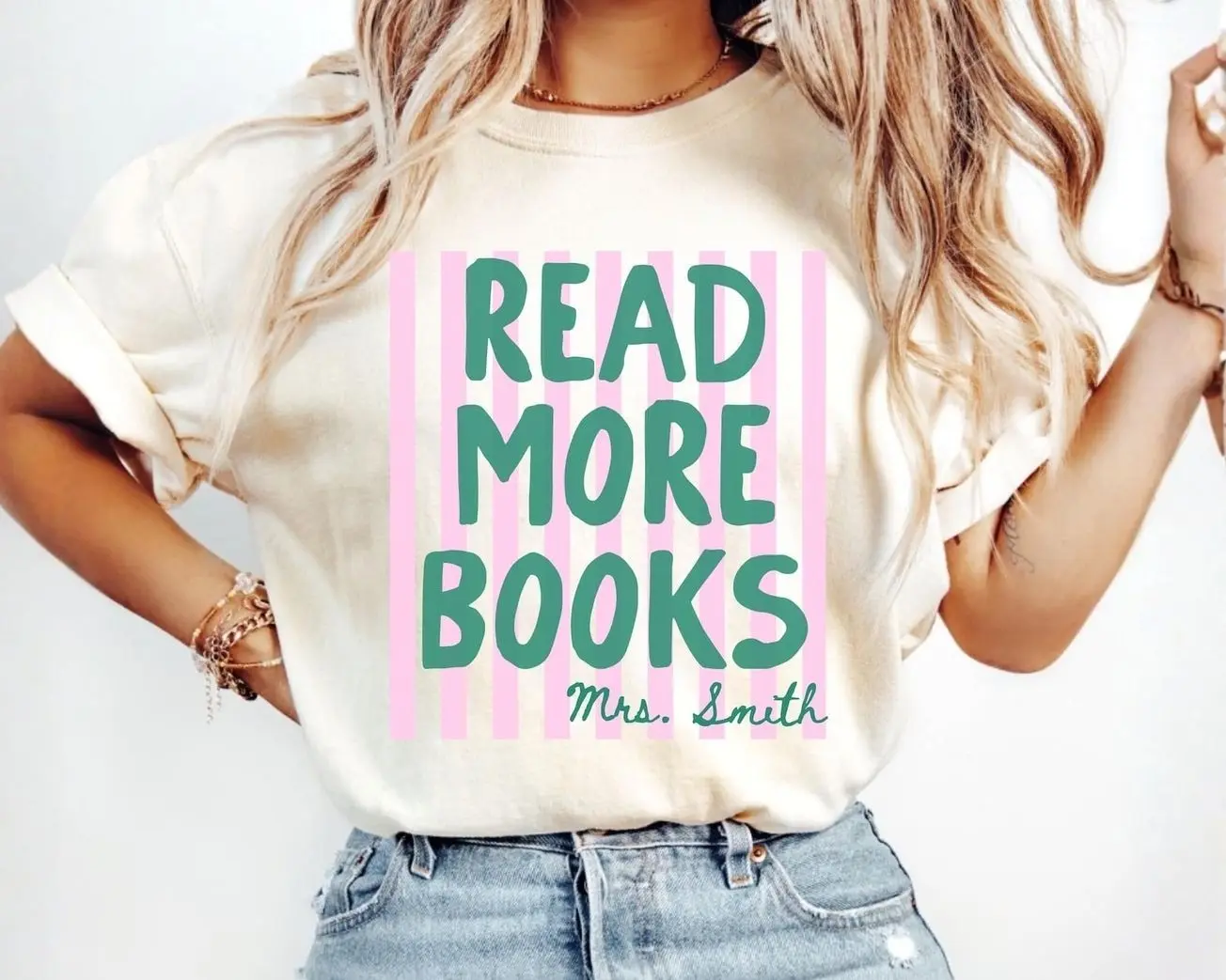 Read More Books Teacher Shirt, Personalized Reading Teacher T-Shirt, Book Lover Tee, Librarian Gift Y0Y