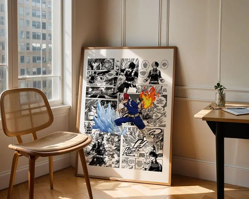 My Hero Academia Shoto Todoroki Manga Poster – Curated Manga Print for Anime Lovers