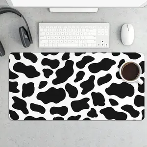 Large Cow Print Mouse Pad Black and White Design for Gaming and Office Use Comfortable Desk Mat with Stylish Cow Pattern