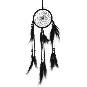 Feather Dream Catcher, Handmade Macrame Dreamcatcher, Wall Hanging Dream Catchers for Home Car Decoration(Black)