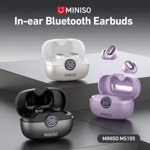 MINISO MS105 Wireless Bluetooth Headphones, Tiny Size Invisible Earbuds, Waterproof Headsets, Mini and Short Handle Design, for Work Sport Sleeping
