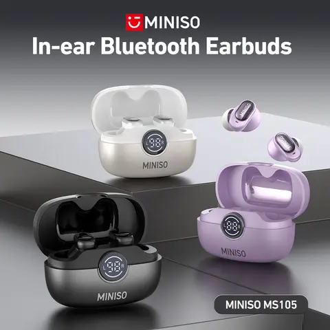 MINISO MS105 In-Ear Bluetooth Translation Earbuds - Audio Device, Wireless Chargeable, Sports Wireless Earbuds, IPX5 Waterproof, Invisible Short-Handle, 135+ Language Support, Waterproof Earphones, for Work, Sport, Men's Gifts