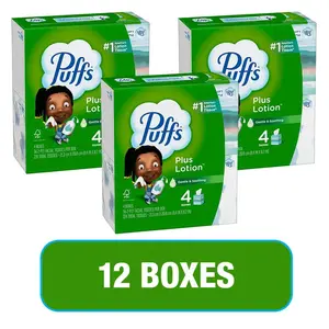 Plus Lotion Paper 2-Ply Facial Tissue Cube Box (224-Tissues, Multi-Pack 3)