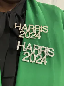 Harris Walz 2024 Button | “Harris 2024” Lapel Pin Brooch - Rhinestone and Pearl available | Button | Campaign | Politics