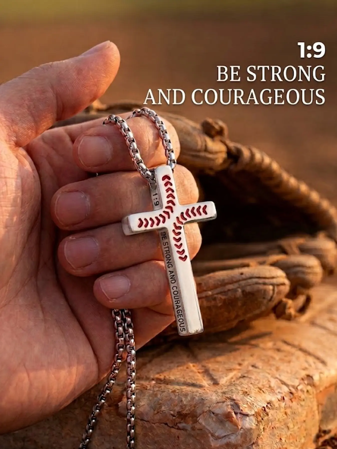 Baseball Bible Verse Cross Necklace for Boys/men, Stainless Steel Pendant, Baseball Theme, Christian Religious Jewelry, Gift for Teens
