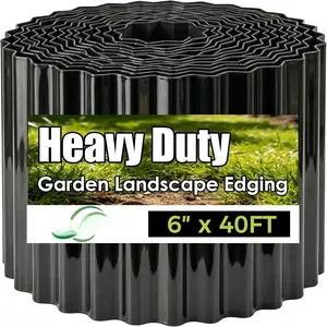 6" x 40FT Corrugated Metal Garden Edging,Sturdy and Rust-Resistant Landscape Edging Border,Flexible and Bends Easily for Flower Beds,Lawns,Garden Borders,and Yards(Black)