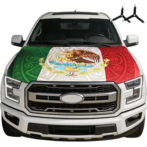Mexican Flag Car Hood Cover - Aztec Design, Fits Most Cars Trucks SUVs, Patriotic Decoration, Perfect for Holidays, Parties, Celebrations & Gift