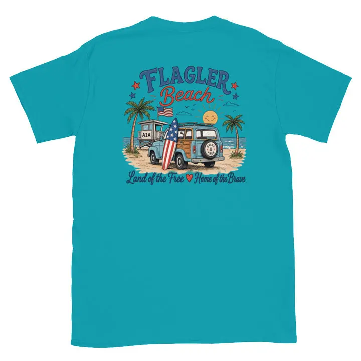 Flagler Beach A1A Inaugural Edition – Land of the Free Home of the Brave - Unisex T-shirt