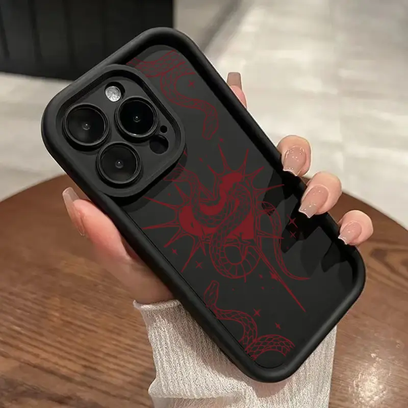 Phone case for iPhone 16 Pro Max 15 Plus 14 13 12 11 XR E XS Vintage Snake With Heart Full Body Protection Anti-Scratch PC Smartphone Cover