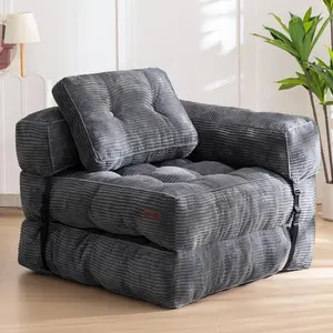 MAXYOYO Bean Bag Folding Sofa Bed, L-Shaped Convertible Sofa Bed with Armrest Foldable Sleeper Sofa with Pillow, Portable Fold Out Chair Bed Comfy Floor Sofa Lounge for Living Room Bedroom