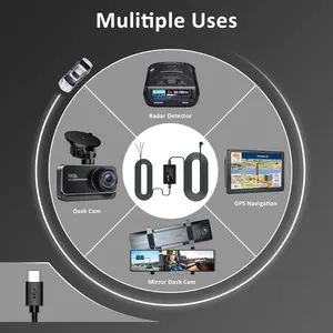 GMAIPOP Type-C Dash Cam Hardwire Kit, 11.5ft Hard Wire Kit for G900, Low-Voltage Protection for Parking Mode, Converts 12V - 24V to 5V/3A,4 Fuses Kit and Installation Tool