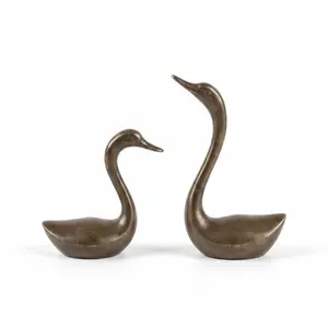 Modern Metal Swan Statue Set of 2, Abstract Vintage Swan Decor, Bohemian Style Home Decoration, Living Room Bedroom Entryway Shelf Desk Ornament, Home Decor Ornaments